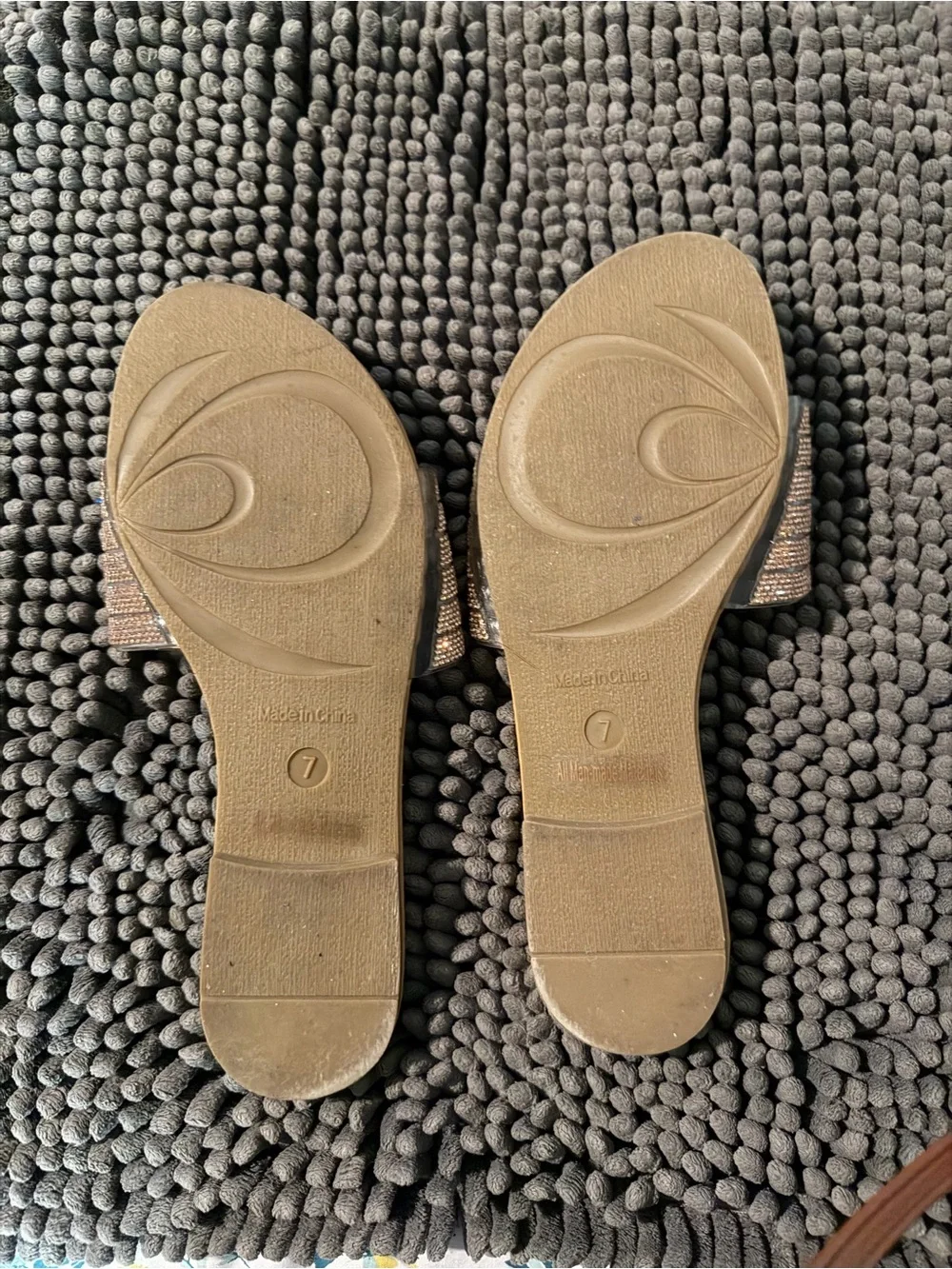 Glaze Beaded Slide Sandals in Champagne